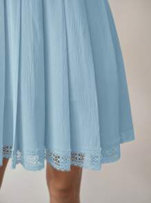 MOTF STUDIO VESTIDO PLISADO CON ENCAJE DE CONTRASTE - Azul - Ver 7