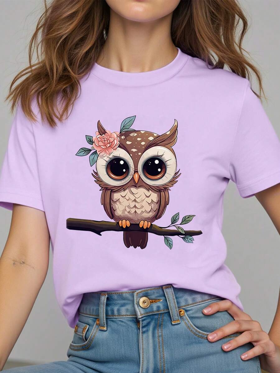 INAWLY 女式卡通印花短袖 T 恤图案 T 恤女式上衣