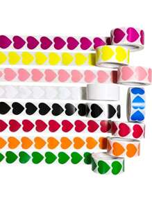 SHEIN 500pcs/Roll Heart Shape Adhesive Label Stickers - Black - View 3