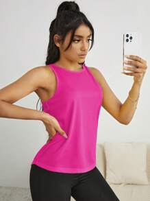 Slayform Slayform Women's Solid Color Backless Exercise Fitness Tank Top - Hot Pink - View 5