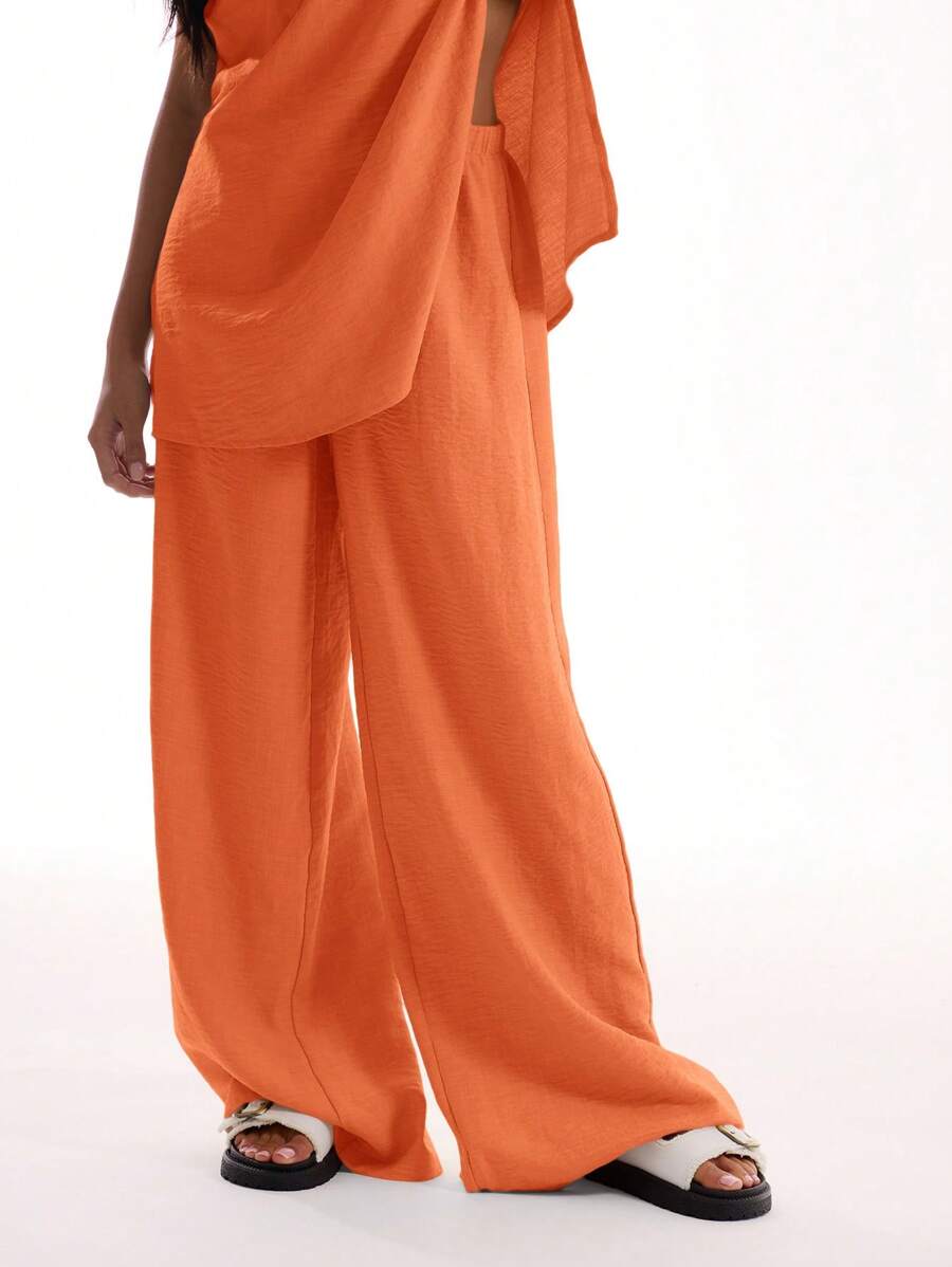 MUSERA Elastic Waist Boho Trousers For Vacation Summer Boho Elegant Holiday - Orange - View 1