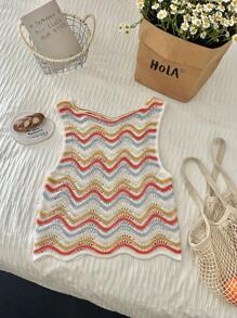 SHEIN EZwear Große Größen Träger Top mit Hohlmuster, minimalistisch und modisch, geeignet für den Sommer