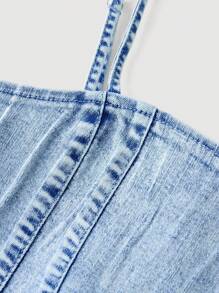 SHEIN Teen Girls' Casual Washed Denim Camisole Top, Summer