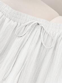 CosyJoli 大码女装新款春夏商务休闲女士海滩情人节风格时尚通勤优雅长裤，口袋长裤，海滩度假薰衣草大学生情人节夏季裤子 - 白色 - 查看 5