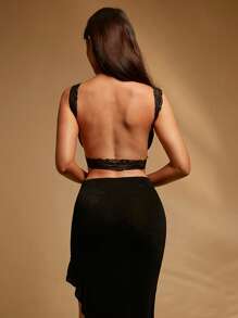 Hauture Floral Lace Backless Sexy Camisole - Black - View 3