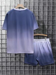 Manfinity Homme Zestaw męski plus size z krótkim rękawem i nadrukiem literowym składający się z koszulki i spodenek