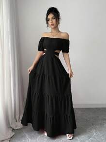 Rafferiza 休闲 - 度假休闲露肩蝴蝶结背心连衣裙 - 黑色 - 查看 8