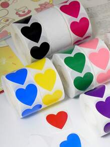 SHEIN 500pcs/Roll Heart Shape Adhesive Label Stickers - Black - View 11