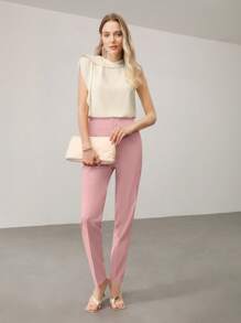 MOTF PREMIUM PRESS CREASE TAILORED SUIT PANTS - Pink - View 5