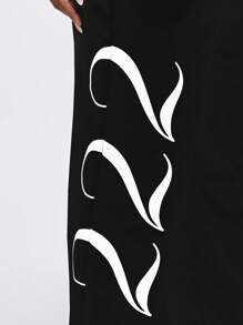 SUMWON WOMEN 天使标志运动裤 法式毛圈布 家居服 松紧腰慢跑裤 运动街头装 运动休闲 舒适健身 节日礼物 - 黑色 - 查看 3