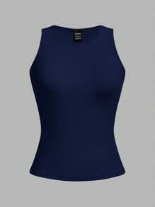 SHEIN EZwear 4 件套女士性感短款紧身背心，黑色、藏青色、碎花灰和白色，适合夏季 - 彩色 - 查看 13