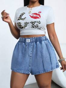 Dripcurv Quần short denim xanh cỡ lớn, dáng ôm thông thường, thích hợp cho tiệc tùng, ngày lễ, hẹn hò, ngày lễ tình nhân, trà chiều, kỳ nghỉ, lễ hội âm nhạc, phong cách Bohemian, buổi hòa nhạc đồng quê mùa hè Nashville Ibiza, kỳ nghỉ bãi biển, quần short boho - Màu xanh lam - Xem 3