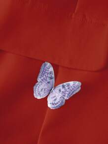 SHEIN Unity Blazer decorado con mariposas 3D de estilo urbano - Color caoba - Ver 6