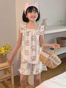 DAZY Tween Girl Fall Clothes For Girls: 1 Allover Print Knit Camisole + Shorts Sleepwear Set, Plus Size,Back To School Clothes - White - View 4