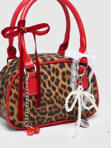 ROMWE Kawaii 女士可爱芭蕾舞风格樱桃仿珍珠蝴蝶结装饰迷你手提包，蝴蝶结，卡哇伊 - 彩色 - 查看 3