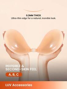 LUVLETTE Backless Push Up Strapless Sticky Invisible Silicone Adhesive Bra-Ultra-Thin Nipple Cover