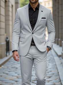 Manfinity Mode Conjunto de chaqueta y pantalón de unicolor para hombre
