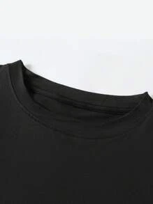 English Letter Printed Summer Scoop Neck Plus Size T-Shirt DON'T JUDGE WOMEN BY Pounds AND YOU WON'T BE JUDGED BY Inches Graphic Tees Women Tops - Black - View 5