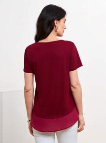 Miaspire Áo thun nữ màu trơn Giải trí - Màu Tím - Xem 2