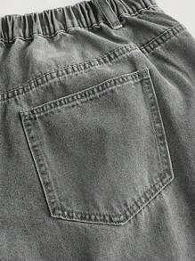 SHEIN MOD Plus Size Low Waist Loose Wide Leg Blue Jeans,Stacked Women Jeans,Women Mom Jeans,Vintage Bootcut Women Jeans