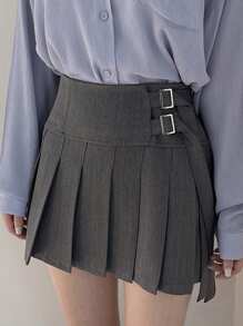 DAZY Pleated Mini Skirt, Youthful Style For Women - Grey - View 3
