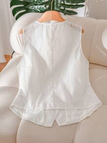 CosyJoli 大码休闲纯色镂空刺绣西装背心，适合秋冬女士毕业、返校、教师服装