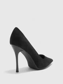 CUCCOO BIZCHIC Women Elegant Minimalist Solid Color Pointed Toe High Heel Pumps - Black - View 8
