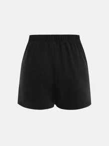SHEIN Girlism Tween Girls 城市通勤休闲日常时尚短裙，适合任何场合 - 黑色 - 查看 2