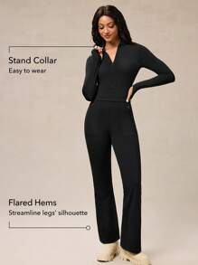 OutZeal AeroHeat Fleece Slim Zip-Up Long Sleeve Jumpsuit With Multiple Pockets For Hiking