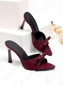 CUCCOO CHICEST New Fashion Versatile Rhinestone Bow Strap Thin Heel High Heels Sandals - Purple - View 3