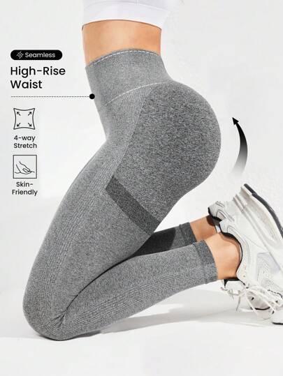 Legging de yoga sans couture élasticité élevé contrôle du ventre de sport avec taille haute