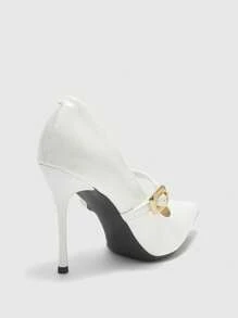 CUCCOO BIZCHIC Women's Pointed Toe Adjustable Buckle Design Fashion High Heels - White - View 8