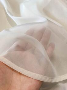 Franclia 大码女式优雅缎面蝴蝶结衬衫 - 杏色 - 查看 6