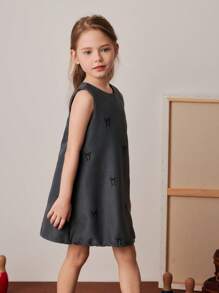 PrepCrw Abito elegante senza maniche con stampa di farfalle grigia per ragazze giovani, per primavera/estate