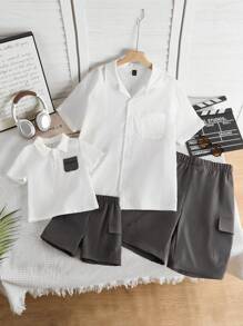 2pcs Men Casual Shirt And Shorts Set, Daddy And Me Matching Outfits (Sold Separately) - Multicolor - View 7