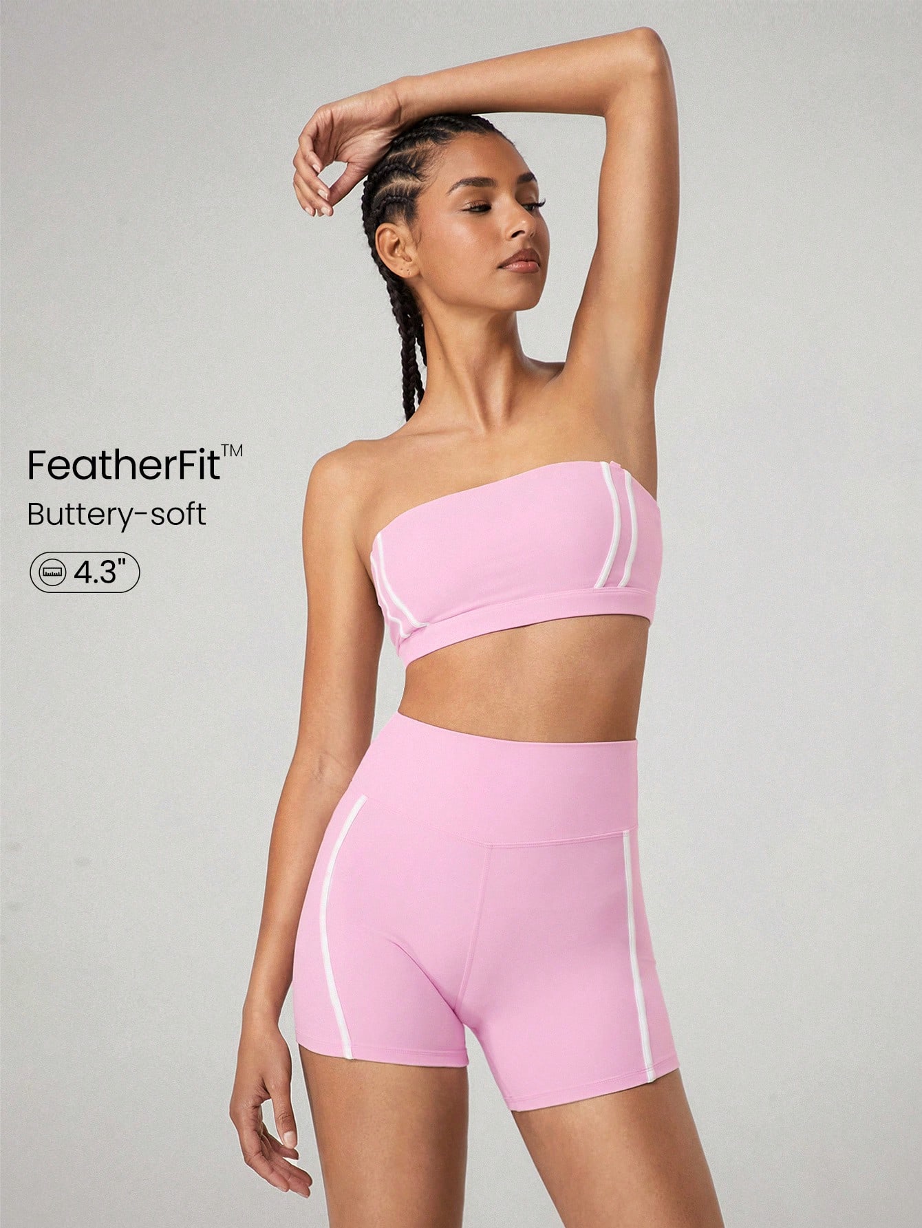 4.3'' FeatherFit™ Contrast Color Shorts Low Impact Yoga Pilates