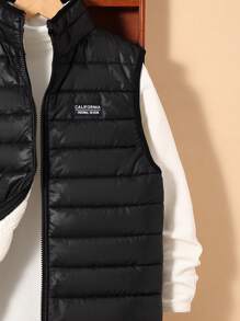 SHEIN Pré-ado garçon, gilet matelassé en patchwork avec serviette brodée, Pull-shirt de Noël, blouses d'automne, cardigan d'Halloween, vêtements d'Halloween pour enfants, blouse à manches longues, ensembles d'automne, veste à carreaux, cardigan noir, chemise d'Halloween, cardigan rouge, pull d'Halloween, cardigan marron, blouse noire, blouse verte, blouse rouge, chemises d'automne, pull de garçon, blouse blanche