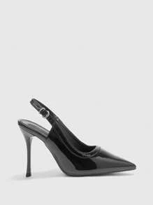 CUCCOO BIZCHIC Eleganckie, minimalistyczne, jednokolorowe buty damskie z odkrytymi plecami i wysokim obcasem