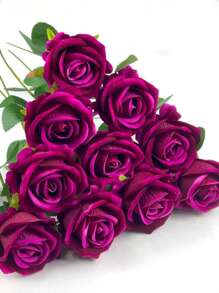 SHEIN 5 Packs/4Pcs/1Bunch Rose Red Rose Artificial Bridal Bouquet Realistic Velvet Faux Flower Flower Arrangement Decoration Fake Rose Artificial Rose For Valentine's Day Gifts Wedding Party Home Decoration, Birthday Gifts Outdoor Indoor Decor, Vase Floral Decor (Purchase Instructions: May Contain Odor, Please Place In Window For Ventilation For 1-2 Days), Valentine Day, Gift