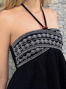 SHEIN Forever 21 Áo sơ mi cổ yếm tối giản dành cho nữ, phù hợp cho mùa hè - màu đen - Xem 6