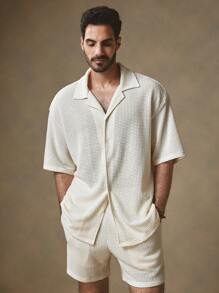 HIMLAND Bộ 2 áo thun cổ polo tay ngắn, áo thun nam bó sát, quần short ống đứng có dây rút, trang phục thường ngày, trang phục đi biển cho nam, bộ vest sơ mi nam màu be, trang phục mùa hè cho nam, trang phục Hawaii cho nam, quần áo mùa hè cho nam, trang phục cặp đôi phù hợp, quà tặng cho nam, áo phông đi biển cỡ lớn, áo mùa xuân, tiền cũ - Màu be - Xem 2