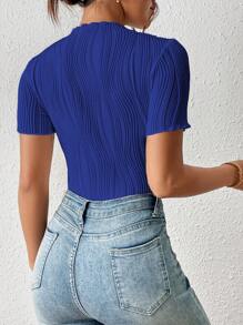 SHEIN Frenchy 休闲纯色纹理紧身衣，夏季