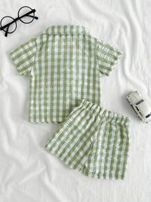 Vintaside Kids Baby Boy Casual Shirt & Shorts Set, Rustic Style, Suitable For Summer