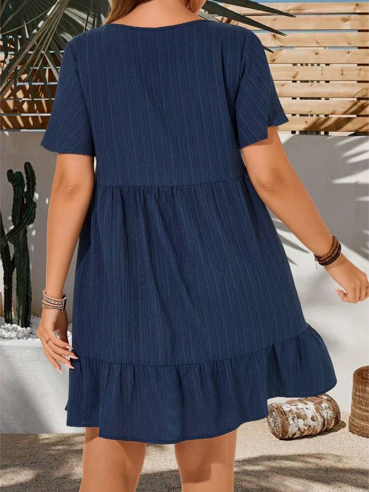 Plus Size Vacation Casual Solid Color Short Sleeve Dress, Summer Outfits For Women, Easter Dress Women, Bohemia, Rave Outfits, Easter Outfit Curve, Country Concert Outfit,Spring