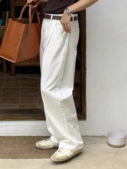 DAZY Quần Jeans Denim Màu Be Thường Ngày Cho Nam, Mùa Xuân