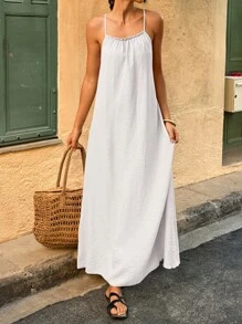 Breezaya Fashion Resort Style Women Long Dress - White - View 4