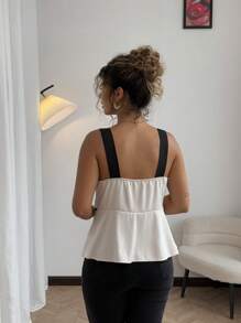 Flirla Plus Size Women Minimalist Style Tank Top, Suitable For Summer - Apricot - View 5