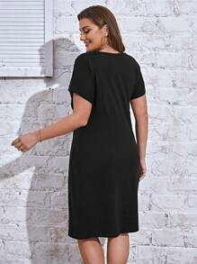 SHEIN Privé Plus Twist Front Batwing Sleeve Dress,Graduation Dress