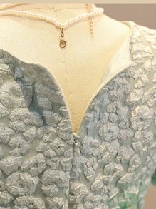 SHEIN Girls' Puff Sleeve Short Printed Dress, New Arrival - Blue - View 5