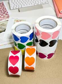 SHEIN 500pcs/Roll Heart Shape Adhesive Label Stickers - Black - View 13
